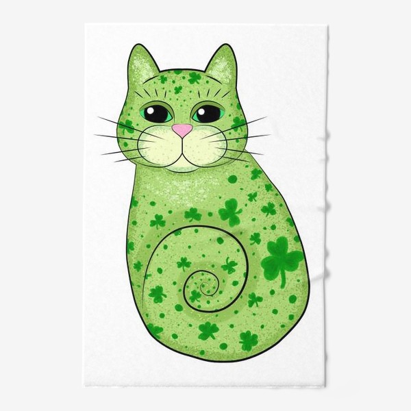 Полотенце &laquo;Зеленый кот в трилистниках. Ирландия&raquo;