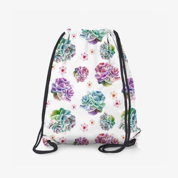 Рюкзак «Безшовный акварельный паттерн с кактусами и цветами»
