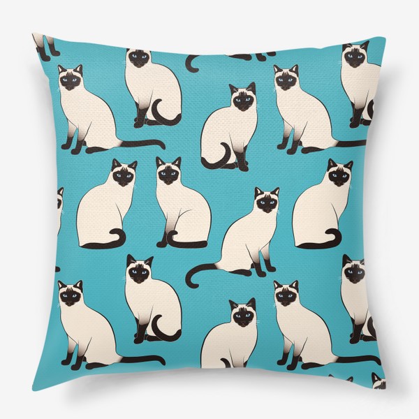 Подушка «Сиамские Кошки на бирюзовом»