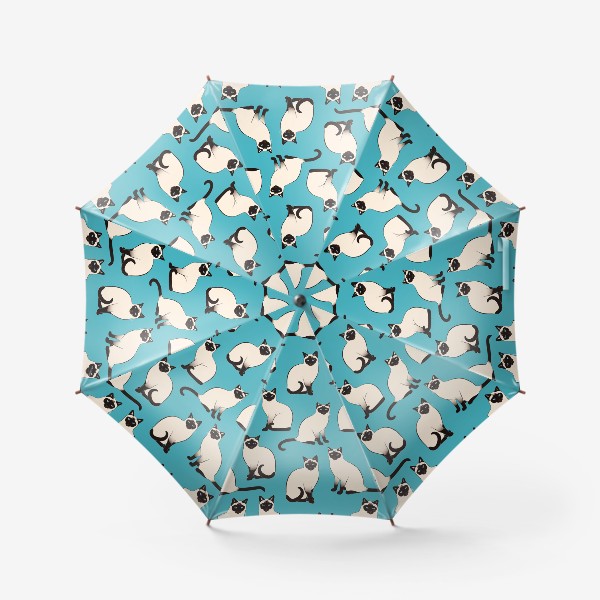 Зонт «Сиамские Кошки на бирюзовом»