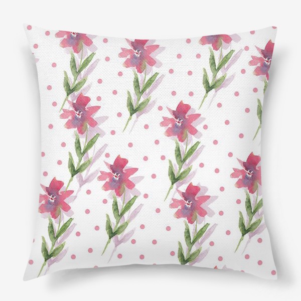 Подушка «Паттерн из весенних розовых цветов»