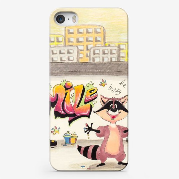 Чехол iPhone «Весёлый енот»