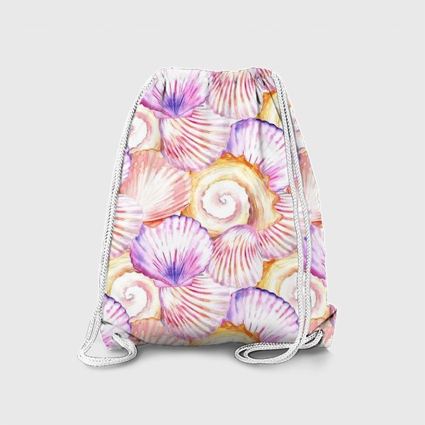 Рюкзак «Безшовный акварельный паттерн с морской темой, кораллами и ракушками»