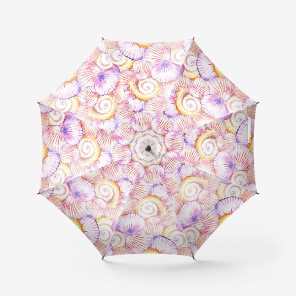 Зонт «Безшовный акварельный паттерн с морской темой, кораллами и ракушками»