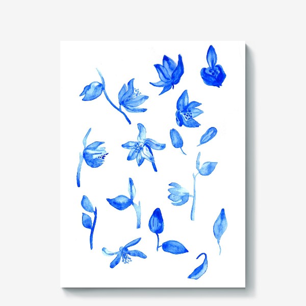 Холст «Паттерн Синие Цветы»