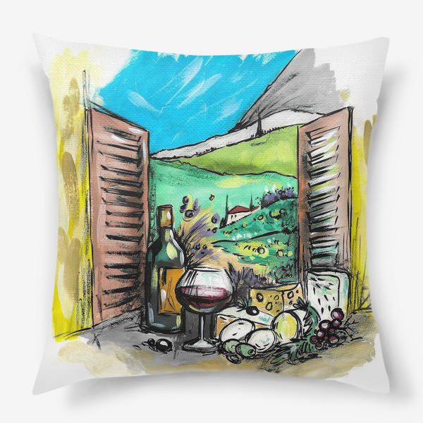 Подушка «Натюрморт с вином»