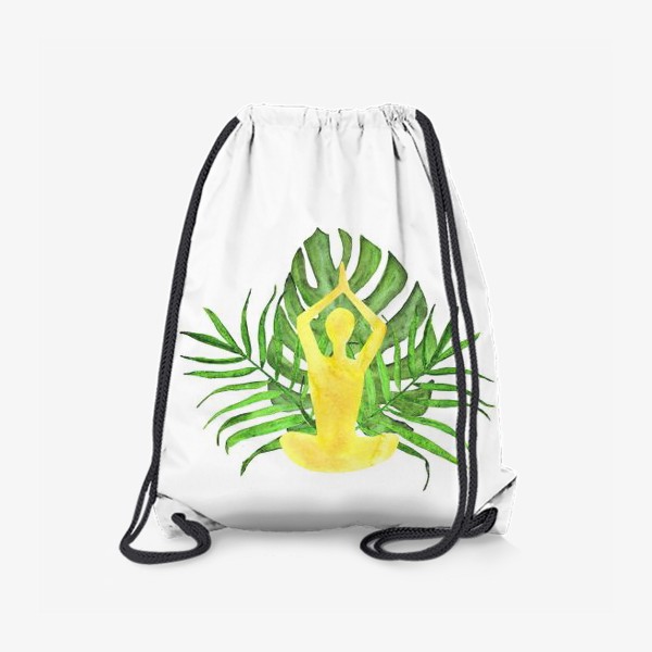 Рюкзак «йога, медитация, поза лотоса, тропические листья. подарок для любителей йоги»