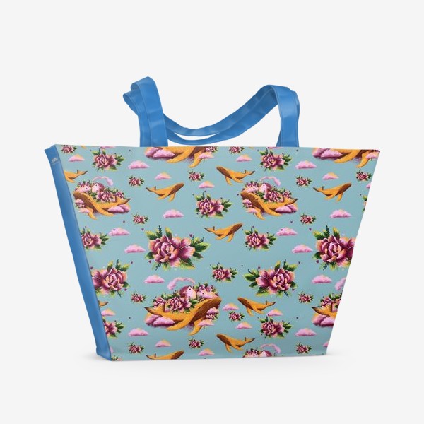 Пляжная сумка «Кит в цветах»