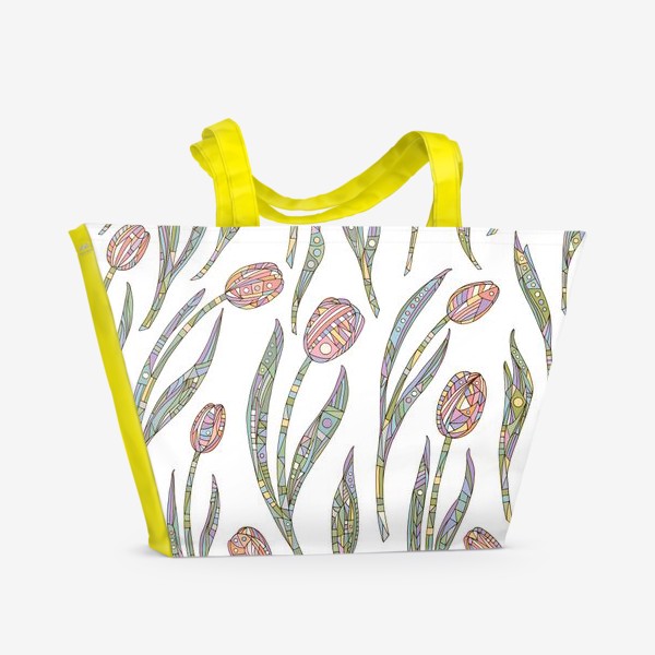 Пляжная сумка «Тюльпаны с орнаментом»