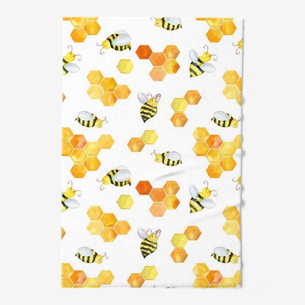 Полотенце «Безшовный акварельный паттерн с сотами и пчелами»