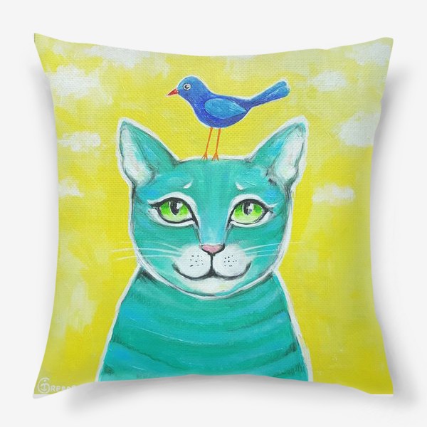 Подушка «Кот и птичка»