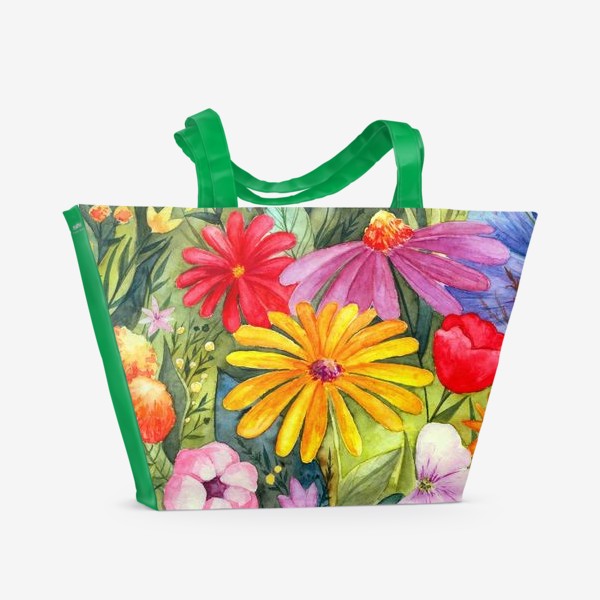 Пляжная сумка «Цветы акварель»