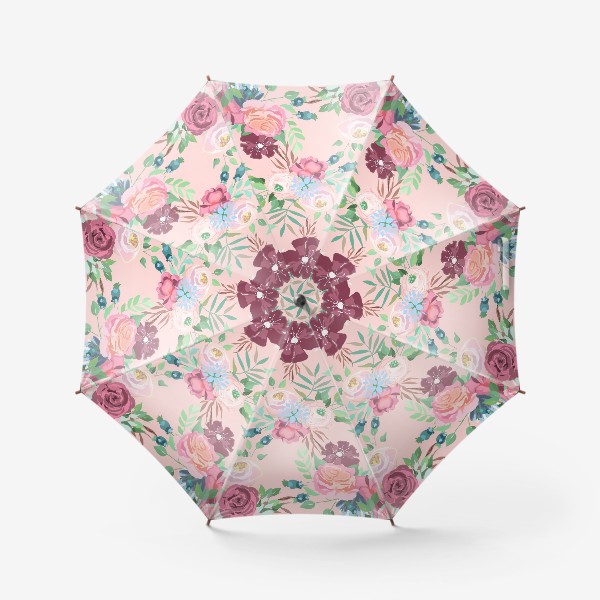 Зонт «Цветочный принт на розовом фоне»