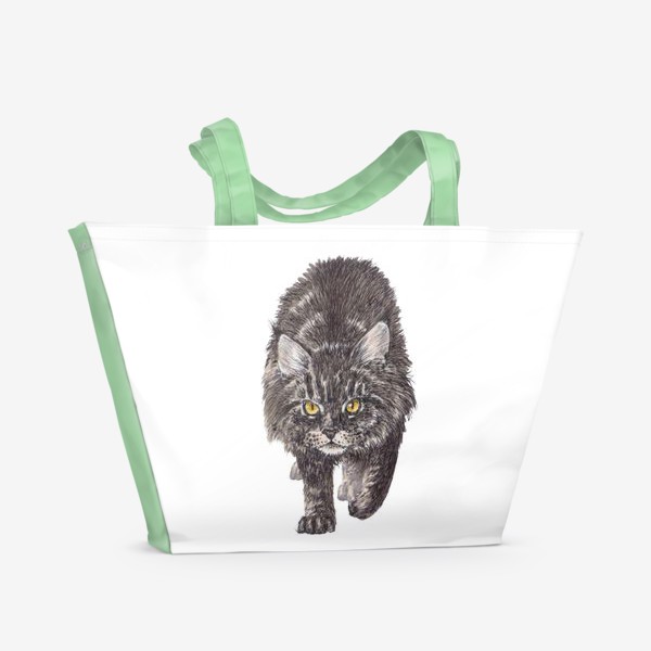 Пляжная сумка &laquo;Суровый кот мейн кун&raquo;