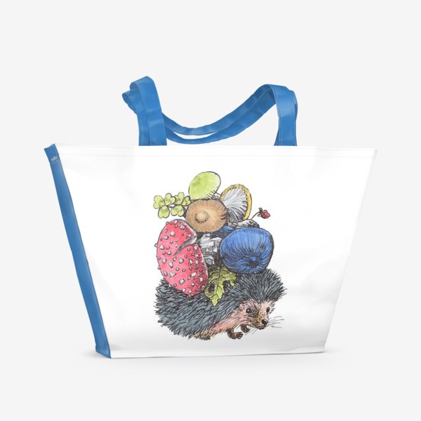 Пляжная сумка «Ежик запасает грибы»