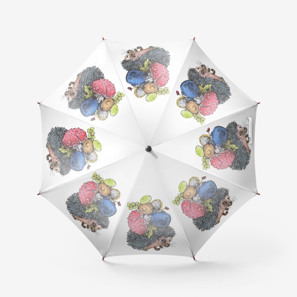 Зонт «Ежик запасает грибы»