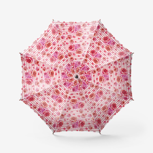 Зонт «Безшовный акварельный паттерн с нежными розами и лепестками»
