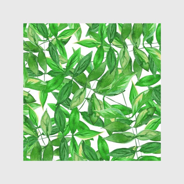 Скатерть &laquo;Безшовный акварельный паттерн с зелеными листьями на белом фоне&raquo;