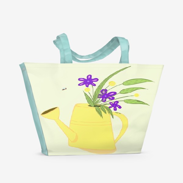 Пляжная сумка «Лейка с цветами. Подарок бабушке. Подарок дачнице, садоводу»