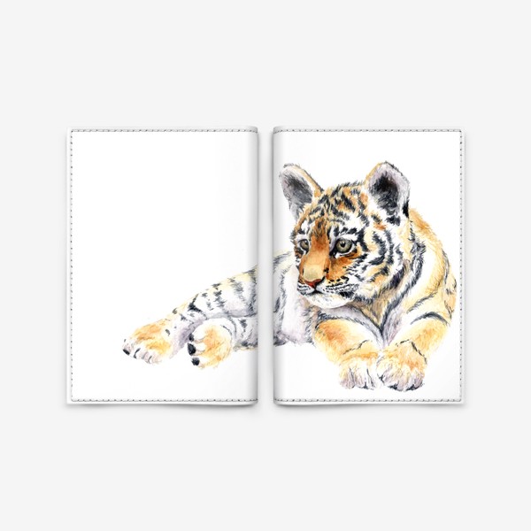 Обложка для паспорта «уссурийский тигренок лежит»