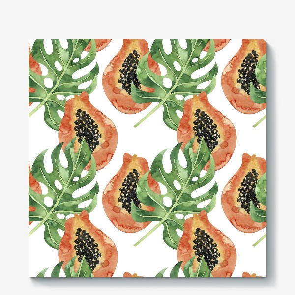Холст «Сладкая папайя. Тропические листья»