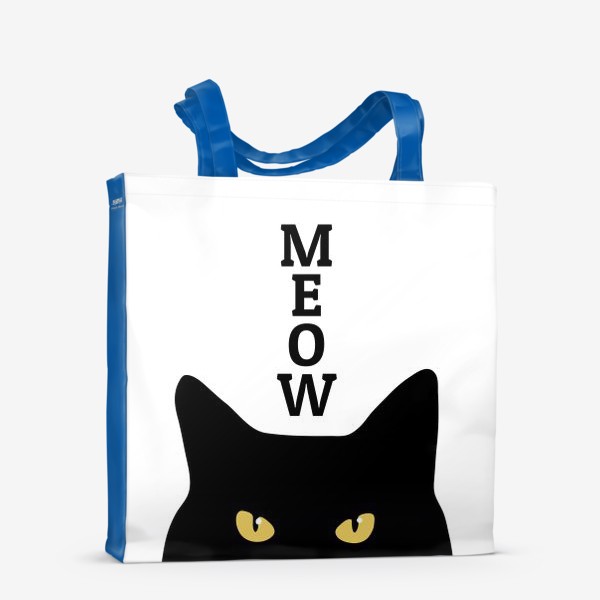 Сумка-шоппер &laquo;Чёрный кот с надписью "meow"&raquo;
