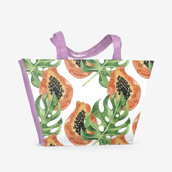 Пляжная сумка «Сладкая папайя. Тропические листья»