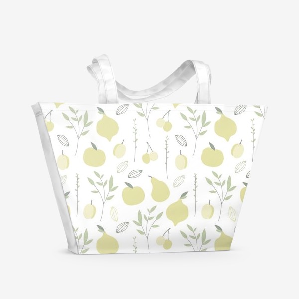 Пляжная сумка «Нежный паттерн с желтыми фруктами»