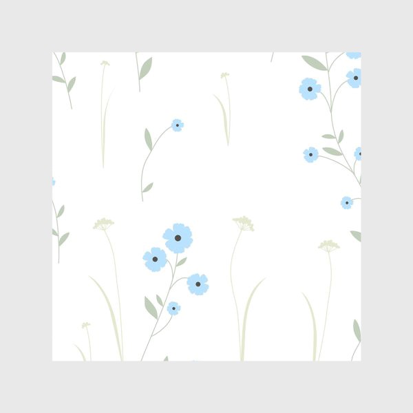 Скатерть &laquo;Нежный цветочный патерн. Голубой лен и травы.&raquo;