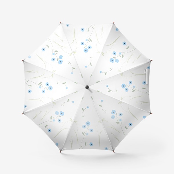 Зонт «Нежный цветочный патерн. Голубой лен и травы.»