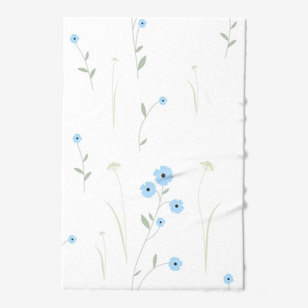 Полотенце &laquo;Нежный цветочный патерн. Голубой лен и травы.&raquo;
