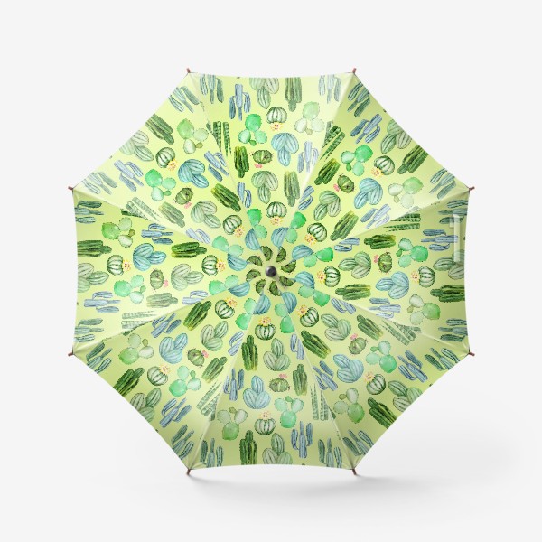 Зонт «Безшовный акварельный паттерн с кактусами и цветами»