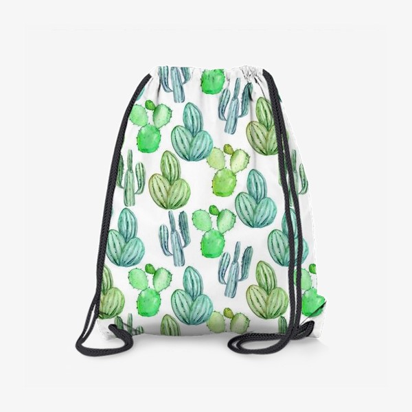 Рюкзак «Безшовный акварельный паттерн с кактусами и цветами»