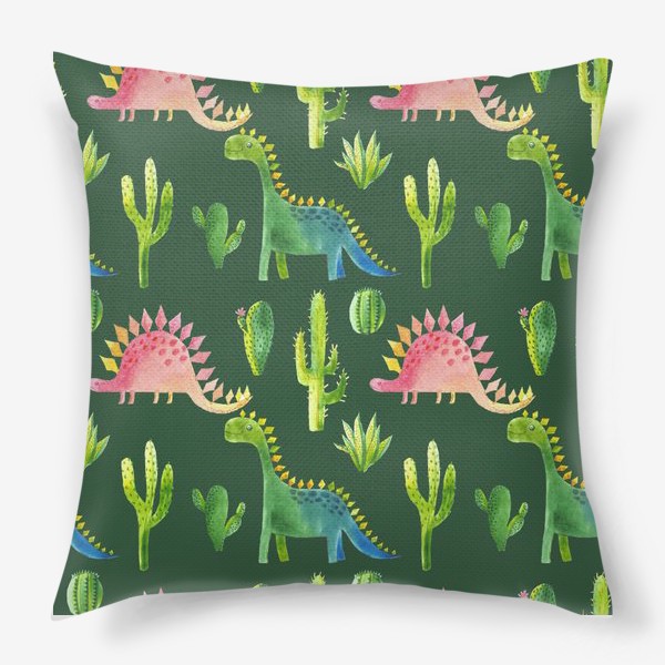 Подушка «Динозавры зеленый фон»