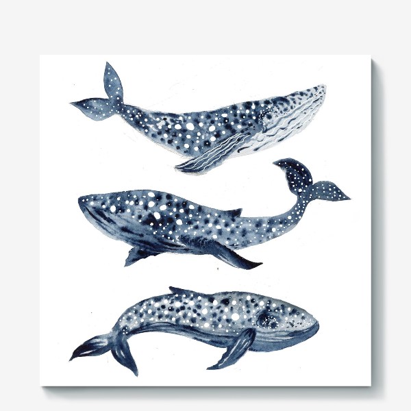 Холст «Индиго киты»