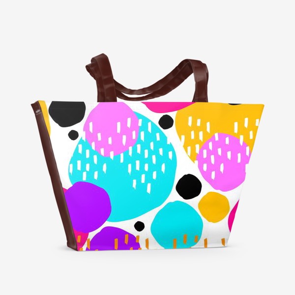 Пляжная сумка «Яркий абстрактный патерн. Разноцветные круглые пятна и мазки.»