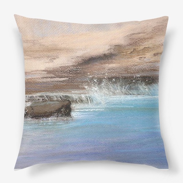 Подушка &laquo;Морской пейзаж. Морской берег. Море. Пастель.&raquo;