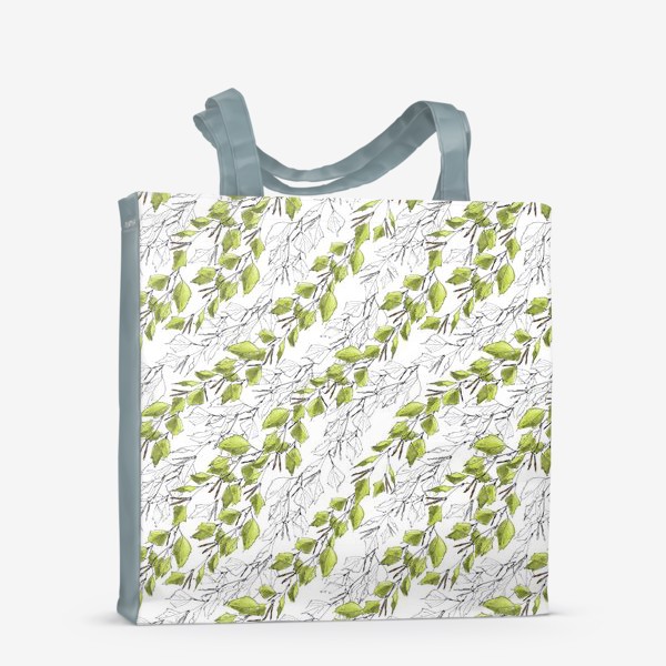 Сумка-шоппер «Весенний паттерн с березовыми листьями»