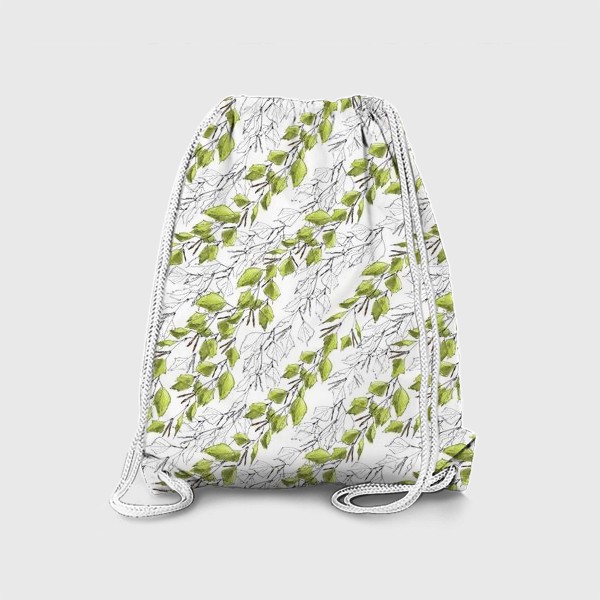 Рюкзак «Весенний паттерн с березовыми листьями»