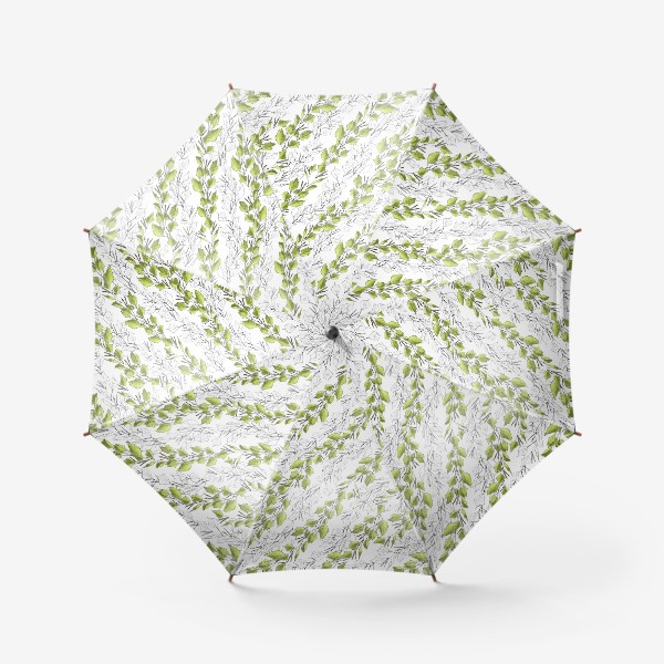 Зонт «Весенний паттерн с березовыми листьями»