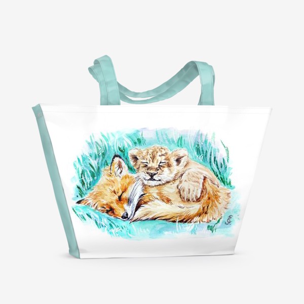Пляжная сумка «Лисенок и львенок»