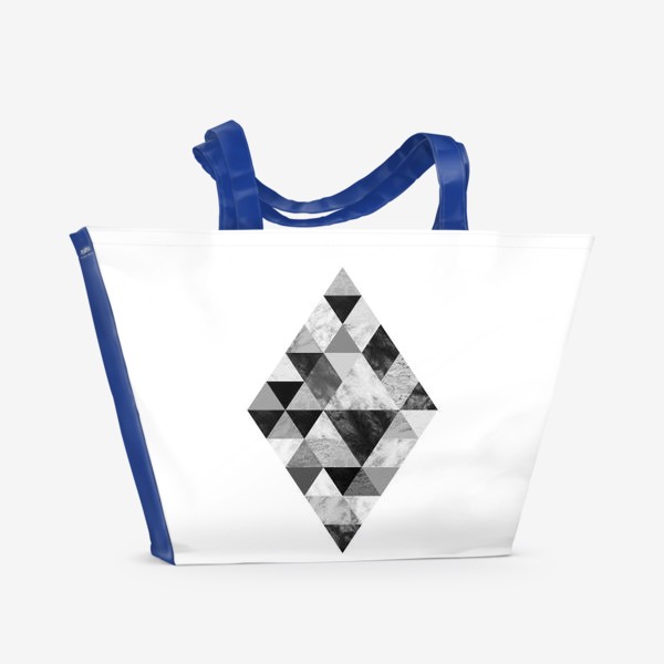 Пляжная сумка &laquo;Монохромный геометрический ромб с текстурой мрамора&raquo;