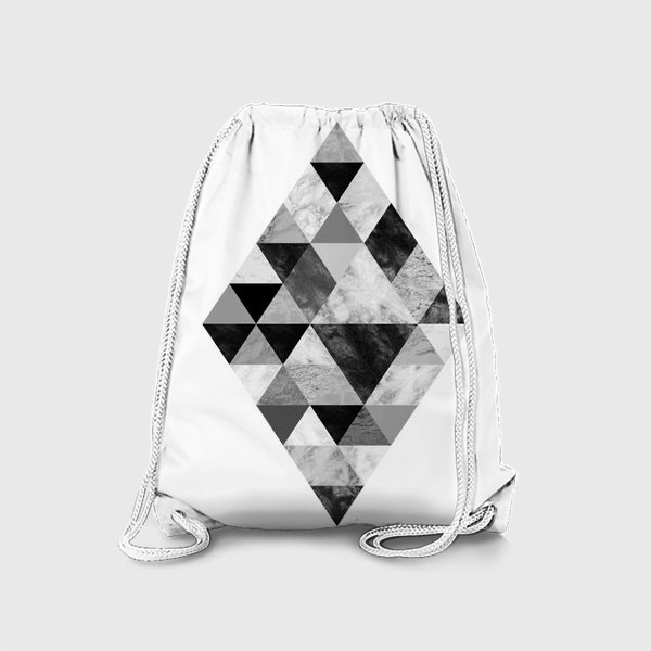 Рюкзак «Монохромный геометрический ромб с текстурой мрамора»