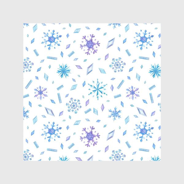Скатерть «Ледяные кристаллы, снежинки и драгоценные камни. Зимняя текстура. Акварельный паттерн.»