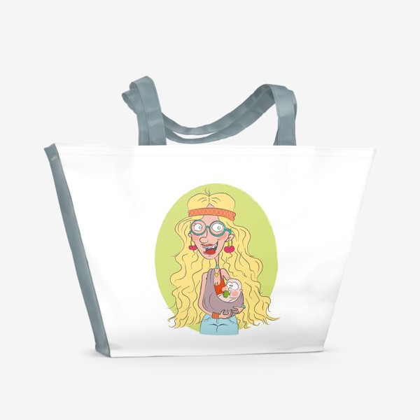 Пляжная сумка «Мама с ребенком. Вегетарианство. Материнство. Любовь»