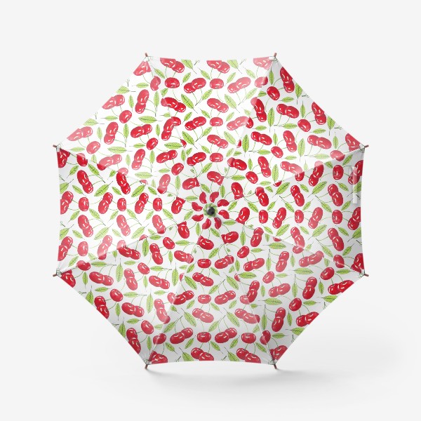 Зонт «акварельная вишня и листья яркий летний фруктовый паттерн  »