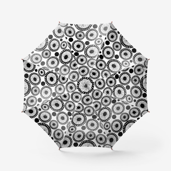 Зонт «Абстрактные одуванчики. Черно-белый паттерн»