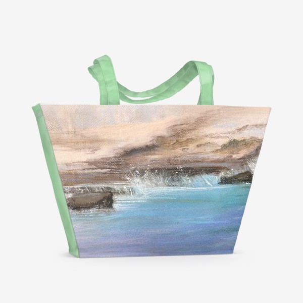 Пляжная сумка &laquo;Морской пейзаж. Морской берег. Море. Пастель.&raquo;