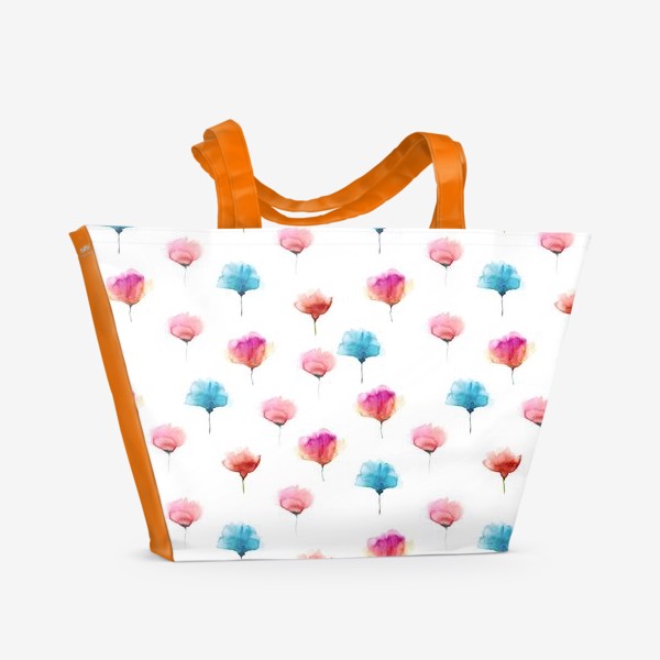 Пляжная сумка «Акварельный паттерн с абстрактными цветами»