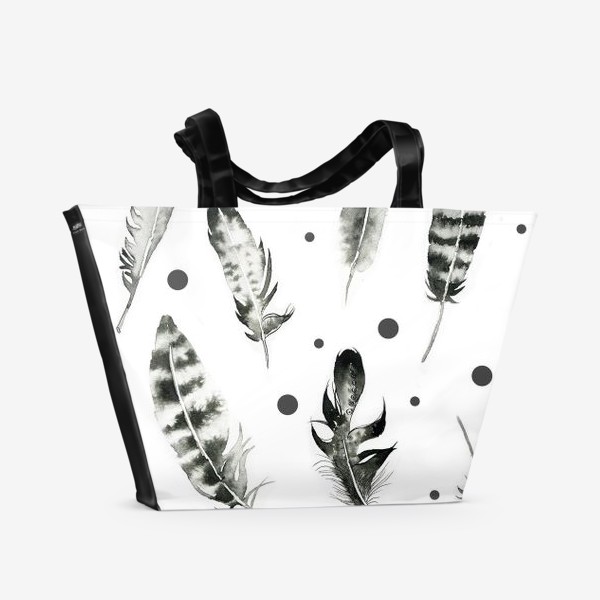 Пляжная сумка «Черно-белые перья»